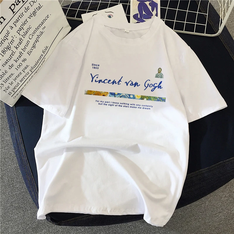 

Fashion Art Van Gogh T Shirt Women Lovely Print Short Sleeved O-neck T-shirt Vintage Vogue Ullzang Tshirt Harajuku Tops