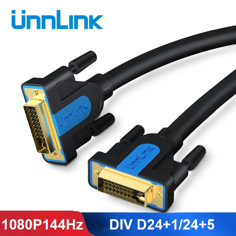 Unnlink DVI Cable DVI D 24+1 4K Dual Link Channel 1080P 144Hz 1.5M 3M 5M 8M 15M for graphic card PC Monitor projector computer