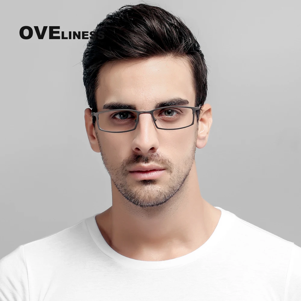

titanium Square eyeglasses frame for men full rim Metal optical glasses frame male myopia Prescription spectacle Eyewear Frames
