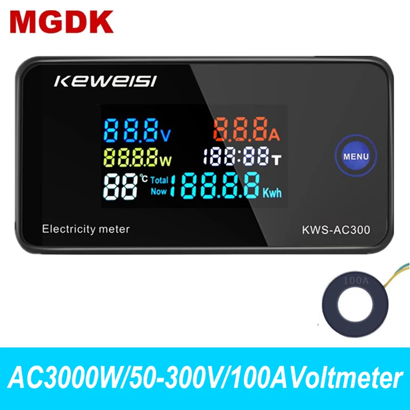 

AC50-300V/0-100A Digital Analog Voltmeter Ammeter Power Voltage Tester Energy Volt Amp Meter AC Wattmeter Electricity Indicator
