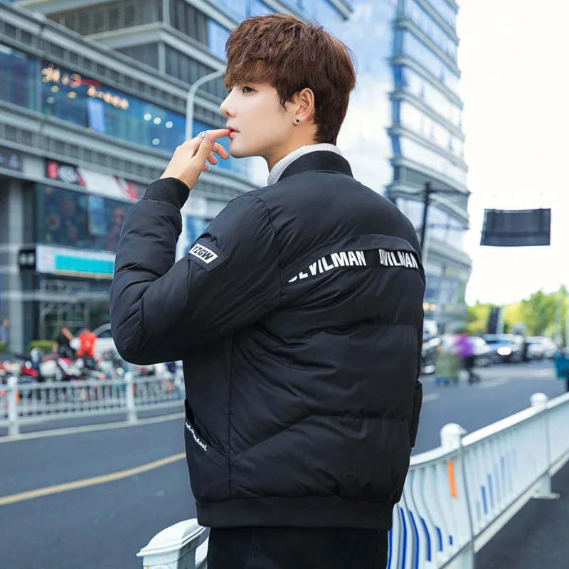 Зимняя мужская хлопковая стеганая Толстая винтажная Бейсбол Бомбер куртка парка