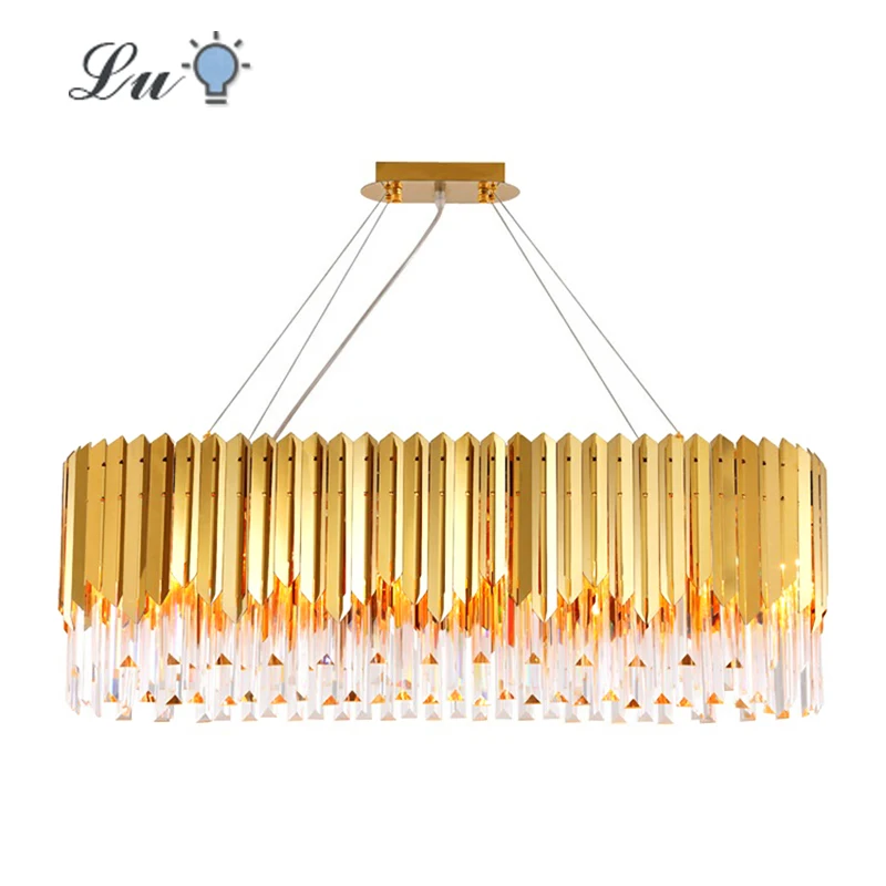 Скандинавские Современные хрустальные люстры LED E14 золотой овал освещение в