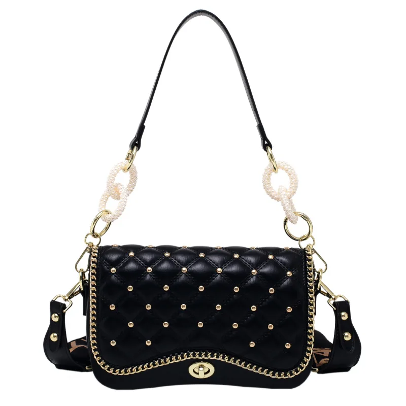 

Lingge Embroidery Thread Handbags 2021 New Trendy Fashion All-match Messenger Bag Shoulder And Armpit Small Square Bag Women