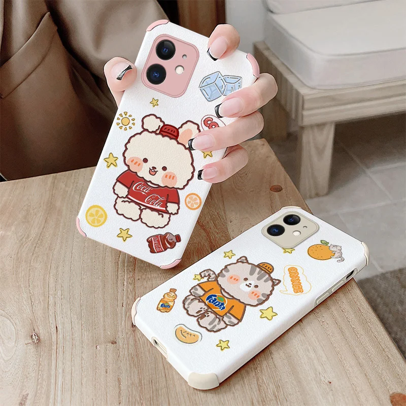

Fanta Kitten Full Protective Soft Case For iPhone 12 Max Mini 11 Pro Max X XR XS MAX SE2020 8 7 6 6S Plus Shockproof Phone Cover