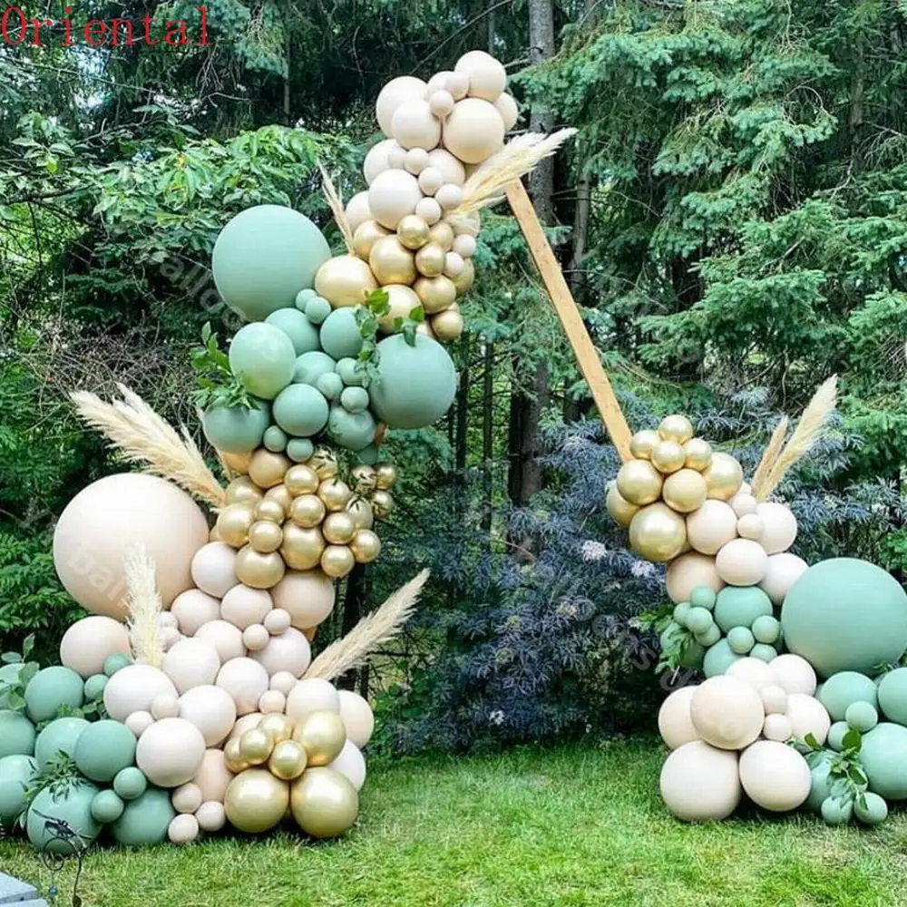 

97pcs Retro Green Skin Balloons Garland Arch Metallic Gold Globos Birthday Wedding Anniversary Party Decorations Baby Shower