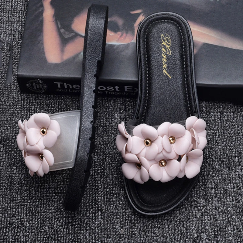 Шлепанцы женские летние с милым цветком Элегантные повседневные модный тапочек