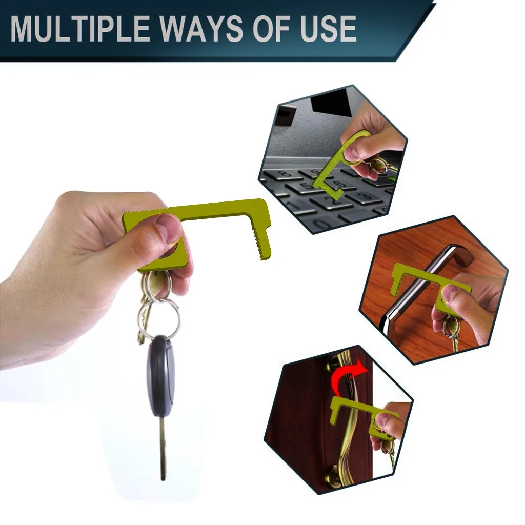 

Handle Antibacterial EDC Door Opener Contactless Closer Tool Press Elevator Hand Stick Prevent Viral Door Opener 420#2