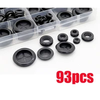 93pcsbox rubber grommet gasket kits for wire cable black assortment set