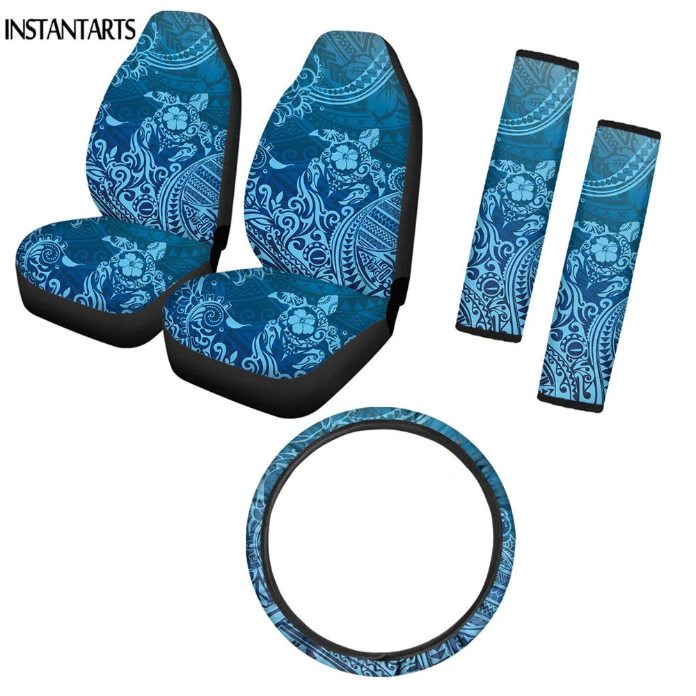 

INSTANTARTS Gradient Polynesian Sea Turtles Print Universal Car Seat Covers Non-skid Steering Wheel Protector Seat Belt Cushion