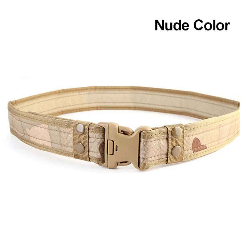 Nude Color Тактический нейлоновый мужской ремень из брезентовой ткани для спорта на открытом воздухе армейский практичный Камуфляжный пояс с пластиковой пряжкой Военная тренировка - Цвет: Nude Color