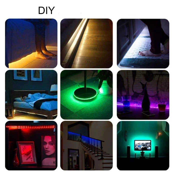 Светодиодный ремень USB зарядное устройство 5V цветная вспышка RGB цвет ТВ фон компьютерный стол пульт дистанционного управления лампа ремень