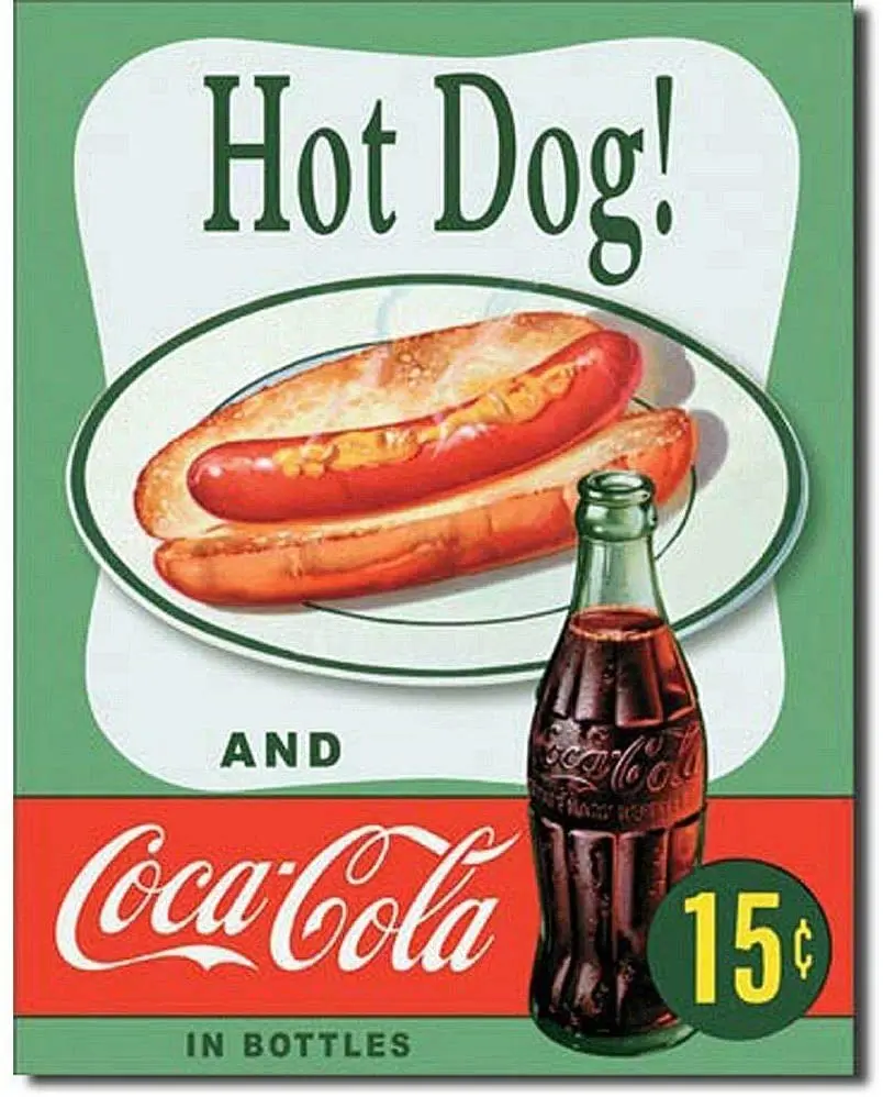 Кока-Кока кока-хот-дог 15 центов ретро винтажный стиль Настенный декор