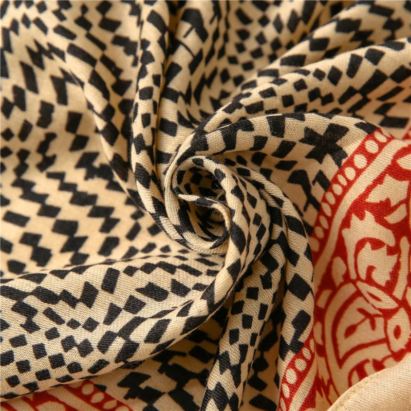 

Winter Scarf Real Women Hijab 2020 New National Style Geometric Diamond Scarf Tourism Holiday Photo Sun Proof Women's Shawl