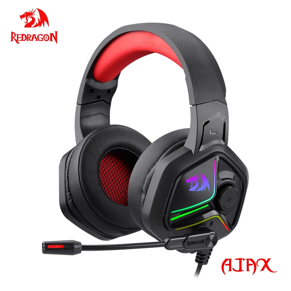 Игровые наушники Redragon AJAX H230 RGB, компьютерная гарнитура с объемным звуком 3,5 мм, наушники с микрофоном для PS4 Switch Xbox-one - изображение