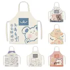 Милый мультяшный Льняной Фартук без рукавов, Модный корейский Фартук на талию, кухонные принадлежности для готовки, тканевый фартук для взрослых для мужчин, альпака