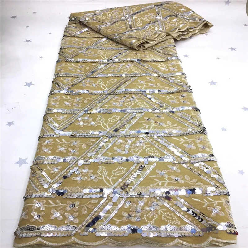 

Madison 2020 velvet lace fabric high quality african french net lace fabric with sequins african french lace for wedding