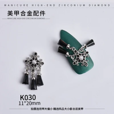 K030 Серебряный 5 шт. Птица/Сердце/Любовь Купидон дизайн ногтей циркон Длинная цепочка Кулон Ювелирные изделия ногтей циркон алмаз ногтей циркон украшения - Цвет: K030