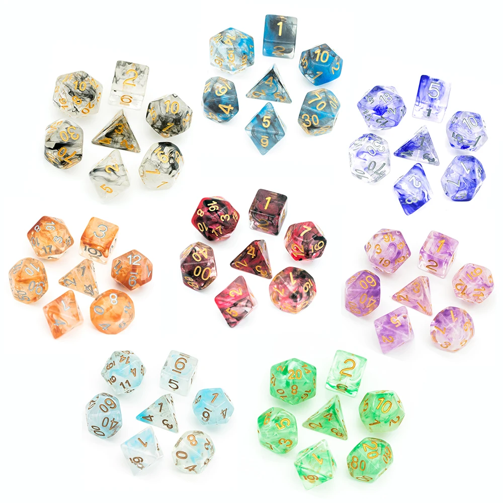 

7Pcs/set Swirl DND Dice D&D Dice D4 D6 D8 D10 D% D12 D20 Polyhedral Games Dice Set for Table Games MTG RPG