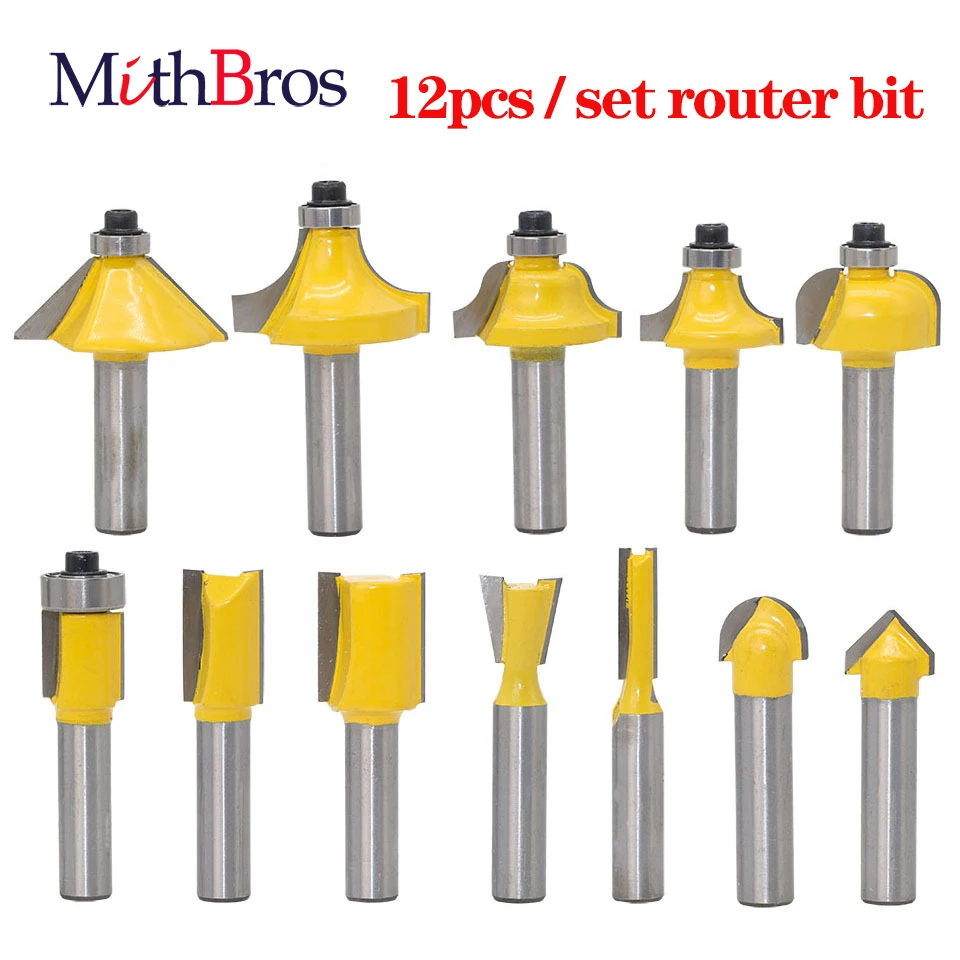 

Набор концевых фрез, комплект из 12 твердосплавных насадок 8 мм для работ по дереву