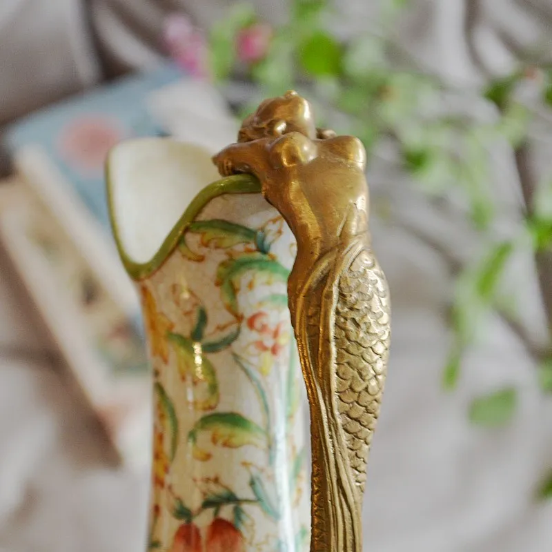 Керамическое украшение в европейском стиле Медная Ваза Русалка ручной работы с