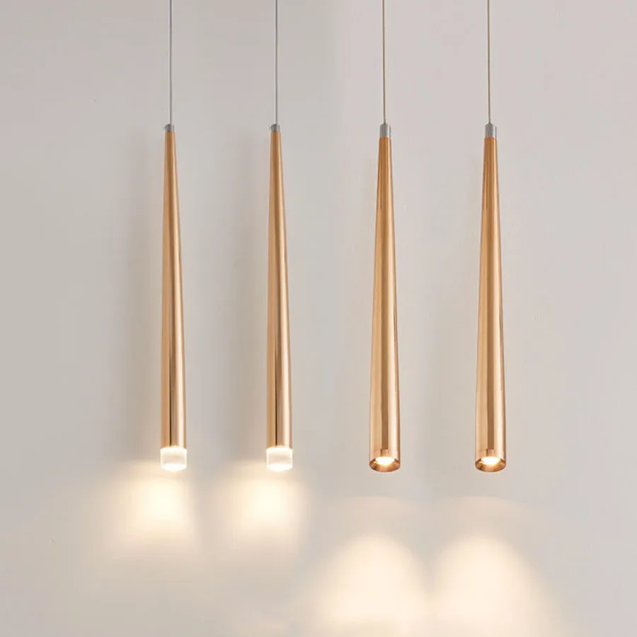 

Golden Cone Long Tube Led Pendant Lamp Bedroom Bedside Kitchen Pendant Light Shop Bar Cafe Counter Hanging Light