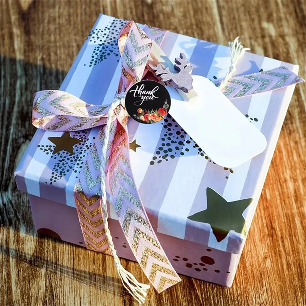 

500Pcs/Roll Thank You Stickers Gift Seal Labels Flower Plant Design Scrapbooking for Package Material Shopping Party Decor