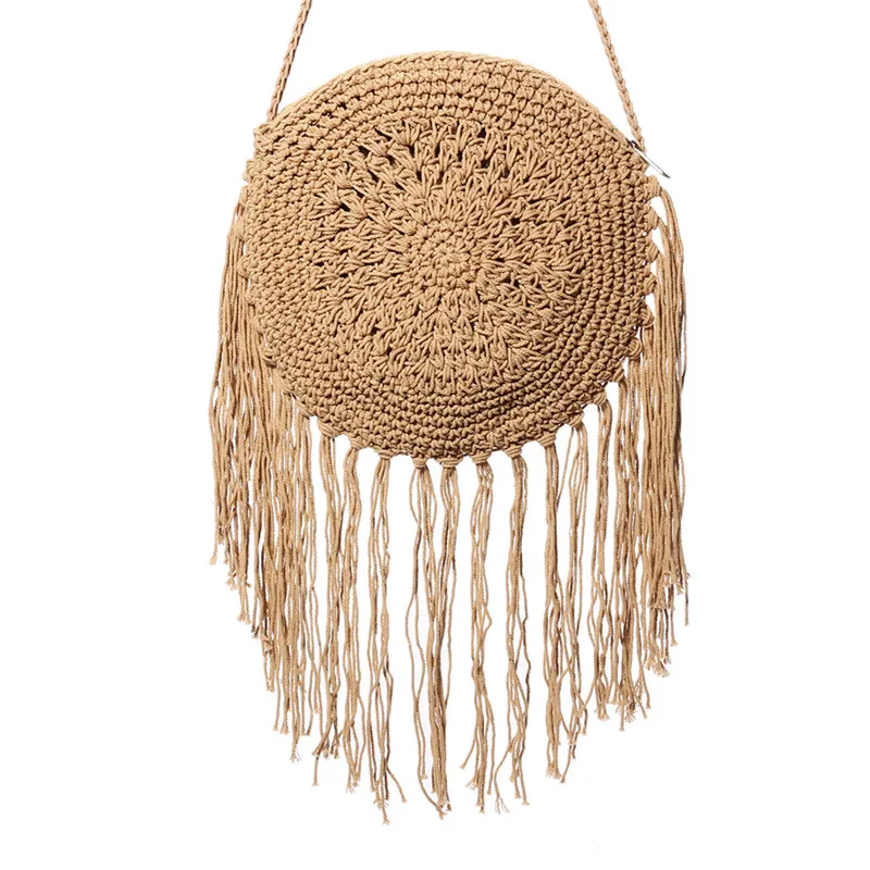 

Round Straw Bag Women Wicker Rattan Bag Female Summer Woven Cross body Bags Lady Handmade Woven Handbag Bolsos Mujor