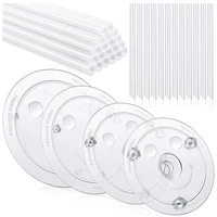 20 pieces white plastic cake sticks support rods with 4 pieces cake separator plates cakes and 12 pieces clear cake
