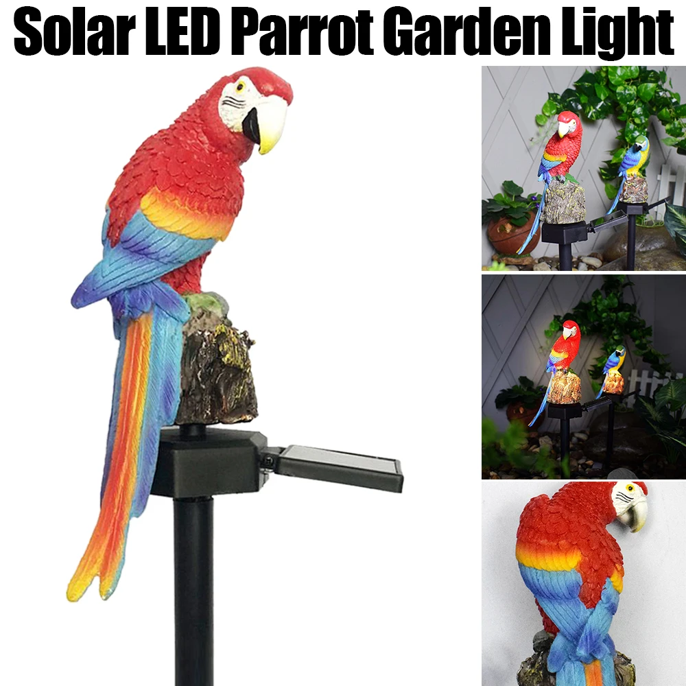 

Solar LED Parrot Garden Light Set Outdoor Waterproof Solar Powered Parrot Lamp for Garden Yard Path Landscape Patio Walkway