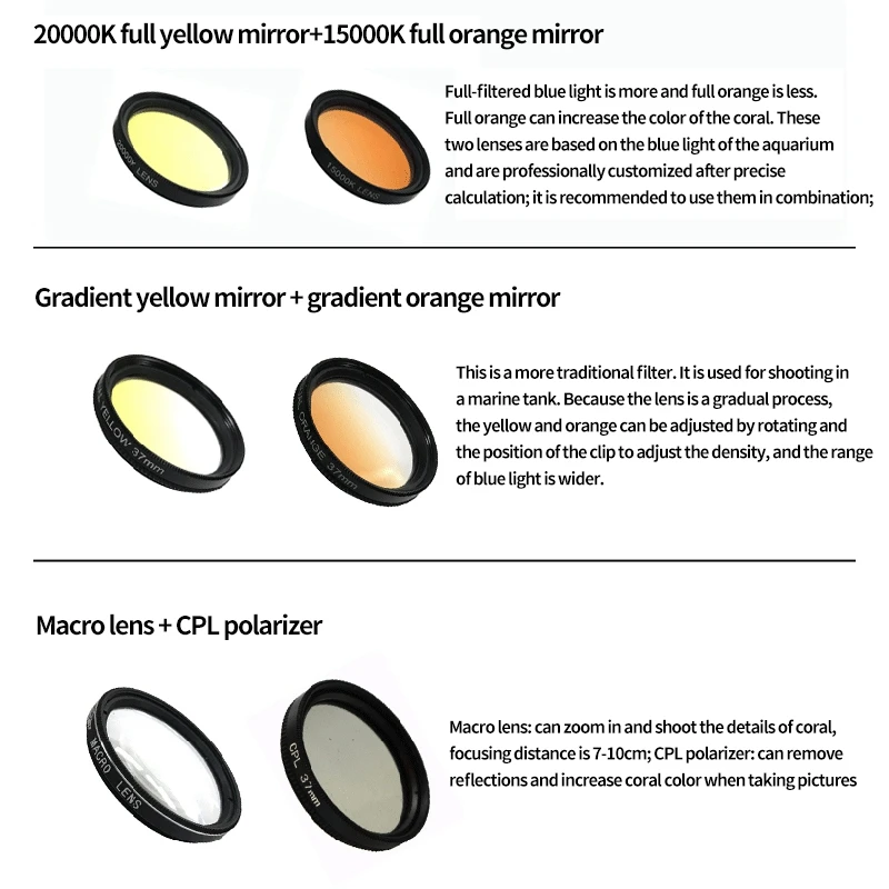 Фильтр для объектива телефона 6 в 1 Макро, алюминиевого сплава, желтый коралловый риф, фотография для iPhone 13 Pro Max.