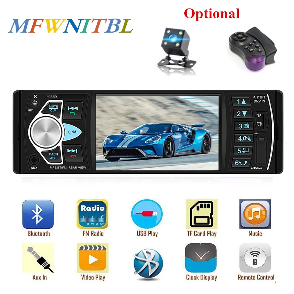 LTB FM 4,1 дюймов 1 Din MP3 плейер автомобиля автомагнитола аудио стерео 4012B USB SD AUX FM Bluetooth магнитола станции заднего вида камера Дистанционное управление