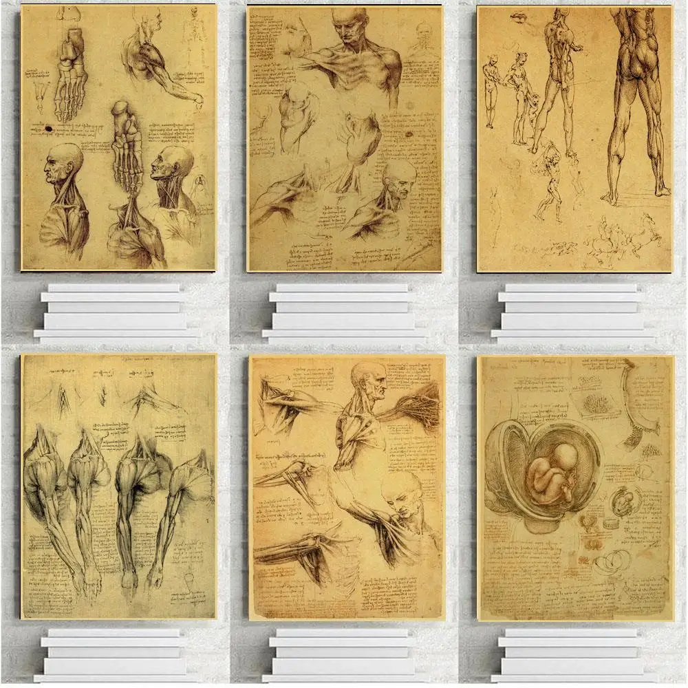 Leonardo рукопись да Винчи Витрувианский человек ностальгические плакаты
