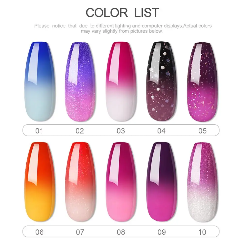 Термальный набор гель-лаков для ногтей лак COSCELIA меняющий цвет на температуру