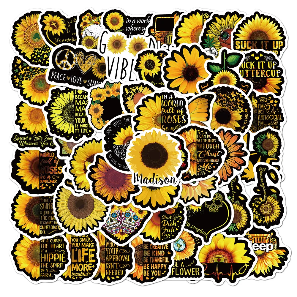 

50PCS Sunflower you are my sunshine Stickers Decal to DIY Scrapbook Laptop Guitar PS4 Car Helmet Classic Toy Sticker