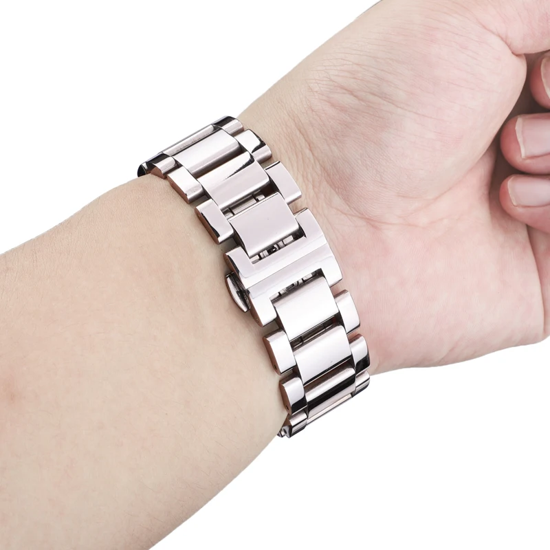 Металлический ремешок для часов HENGRC браслет женщин полированный из нержавеющей