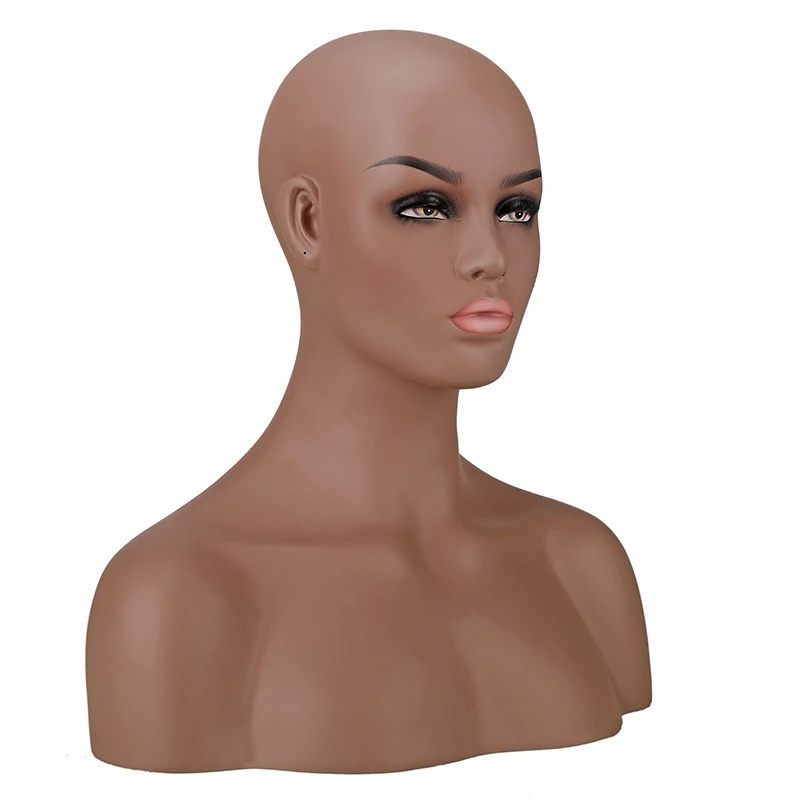 Женская голова-манекен Firberglass с плечами для показа парика |