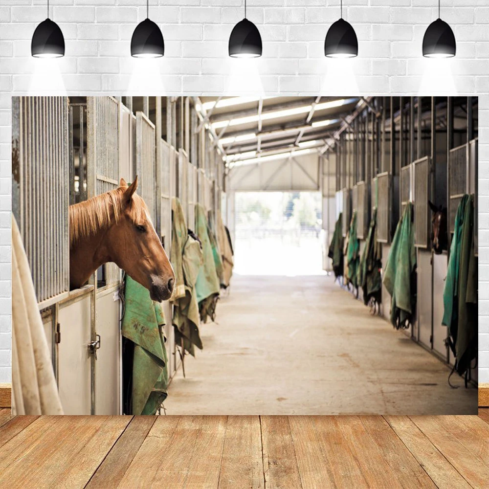 Виниловый фон для фотосъемки с изображением фермы сарая лошади ковбоя зимнего