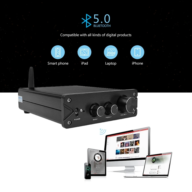 Hifi Bluetooth 5 0 Tpa3116 2 стерео усилитель мощности Аудио 100 Вт x2 Pcm5102A декодирующий Dac для