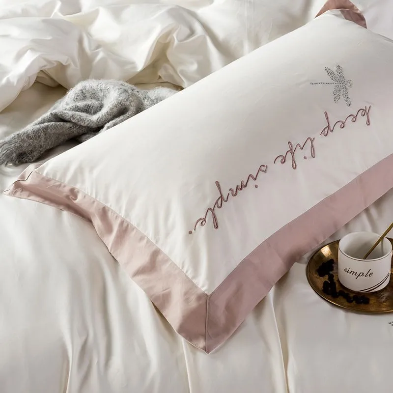 4 шт. однотонные простыни с вышивкой из хлопка | Дом и сад