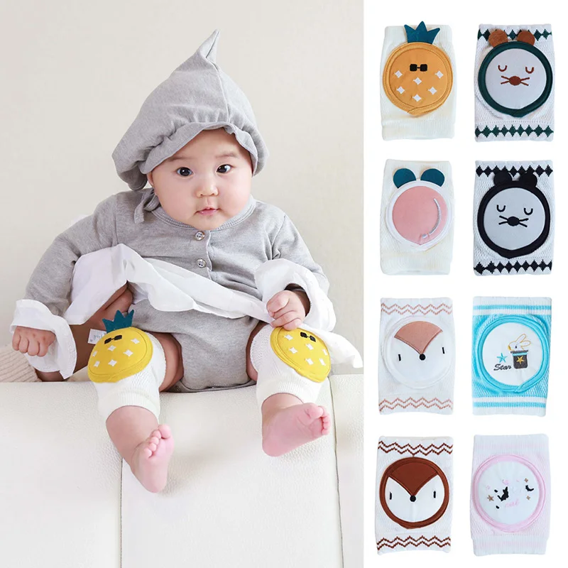 Rodilleras de algod&oacute;n con dibujos animados para beb&eacute;, Protector Flexible de seguridad para gatear, rodilleras cortas para ni&ntilde;os, calentadores de piernas infantiles-1