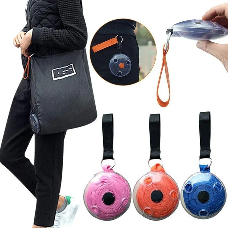 

Creativity Round disc Shopping bag Portable Foldable Nylon plastic Women Capacity Handbags Waterproof One shoulder Storage