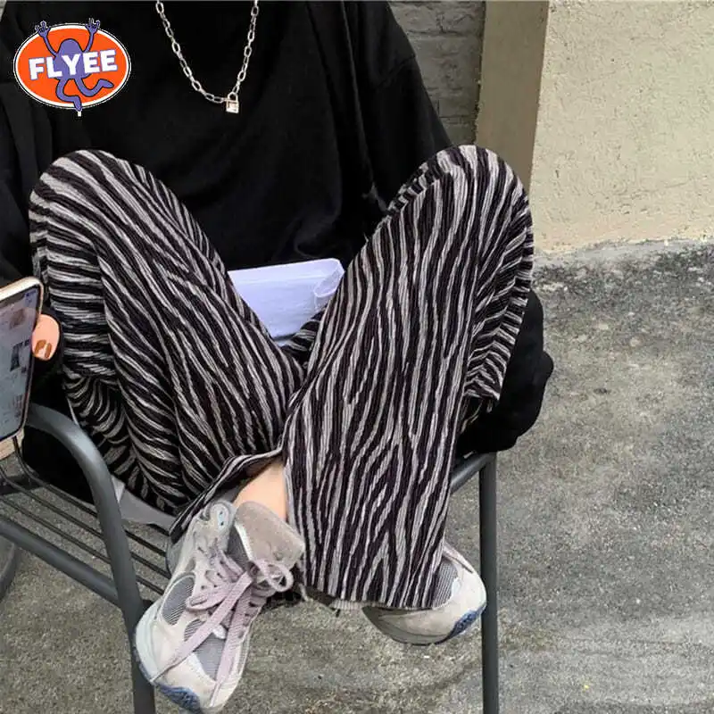 

Casual Stretch High Waist Pants Women Zebra Pattern Wide Leg Pants Female Trousers Women Harajuku Korean Version Pants