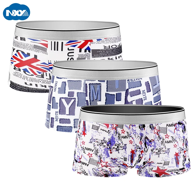 Трусы боксеры мужские из модала дышащие Бесшовные шорты с уникальным принтом