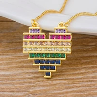 aibef hot sale romantic heart love colorful cz zircon pendant necklace charm jewelry for women accessories girlfriend best gifts