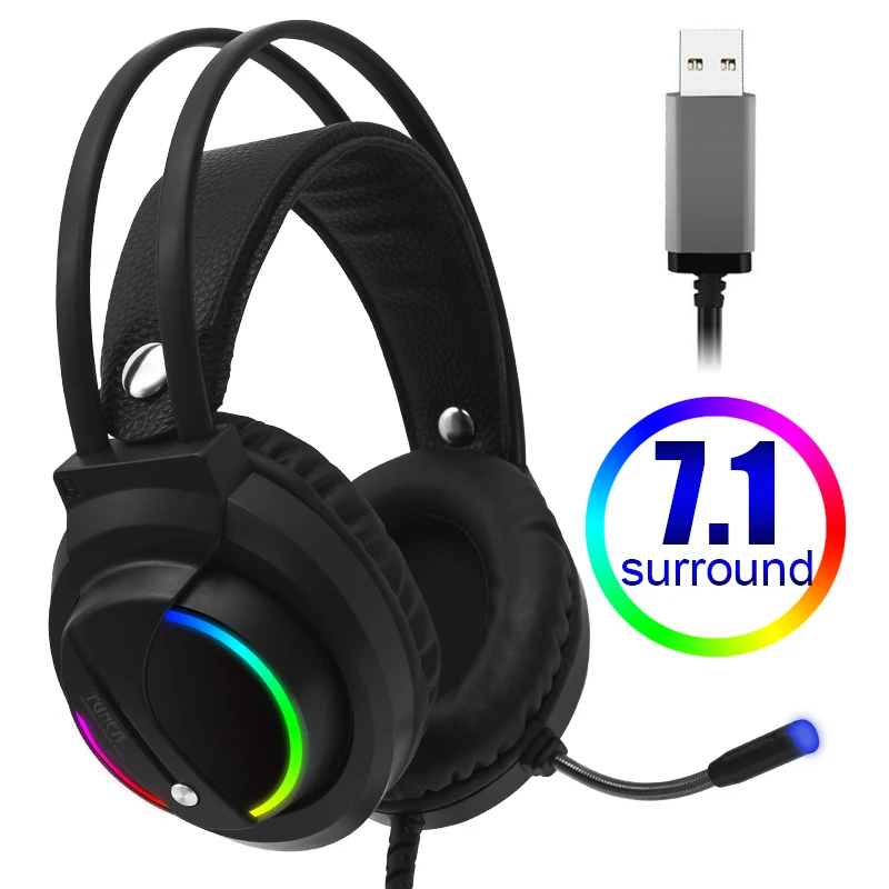 7.1 Channel USB Plug Игровая гарнитура с микрофоном 7,1 Наушники с объемным звуком Проводные RGB задние фонари геймерские наушники для телефона планшет, ПК, Xbox One PS4 - Цвет: 7.1 Channel USB Plug