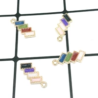 10pcslot fashion pearlescent geometric enamel charms 1414mm gold color tone diy jewelry making pendants