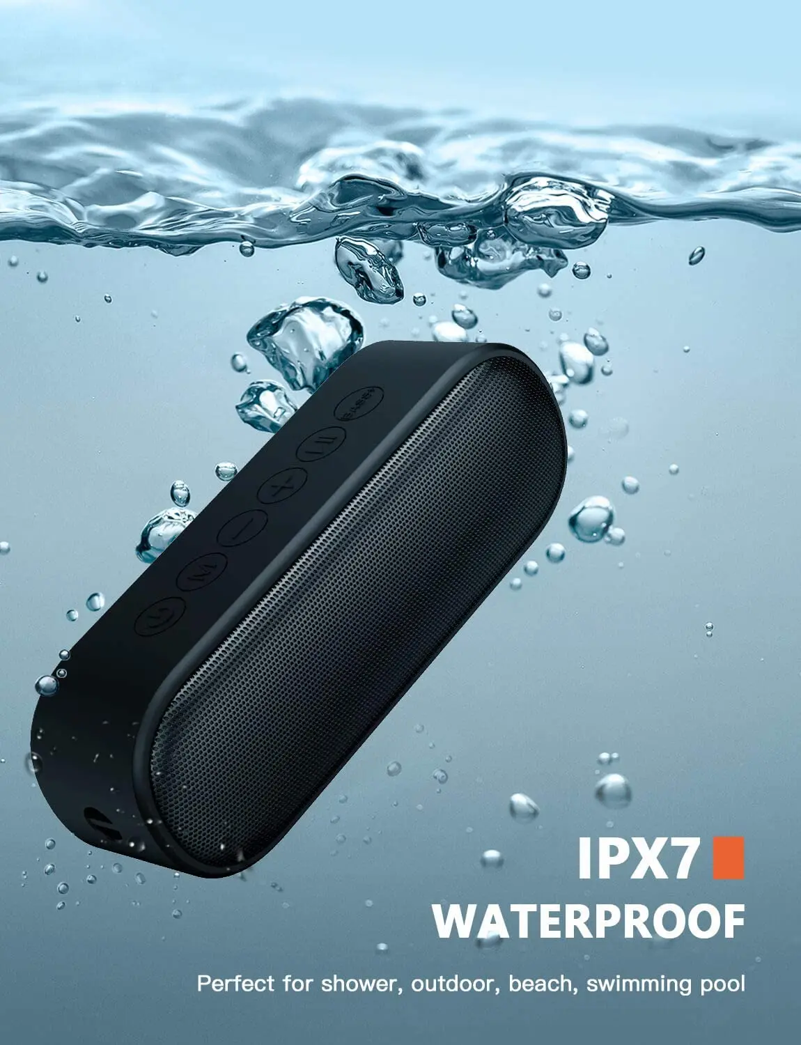 LENRUE Portable Wireless Bluetooth Speaker with 14W HD Sound IPX7 Waterproof Speakers , Rich Bass, Built-in Mic for Sellphone