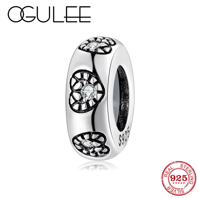 Подлинное серебро 925 пробы с узором в виде сердца праздничный подарок