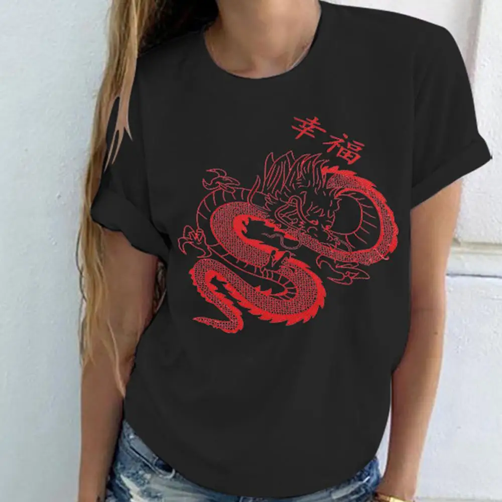 Женская Повседневная футболка большого размера с коротким рукавом и принтом