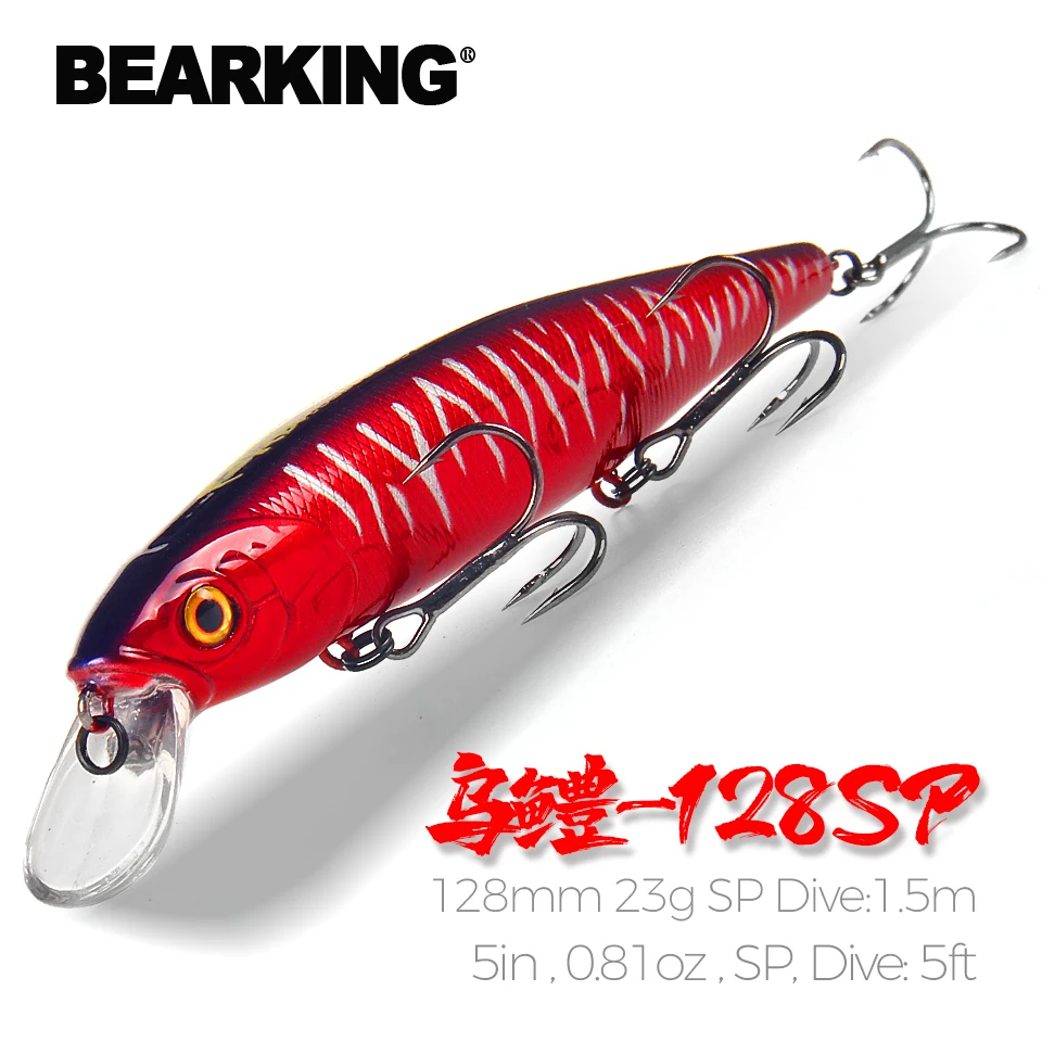 

Bearking 128mm 23g New hot model professional quality fishing lures hard bait dive 1.5m quality wobblers minnow